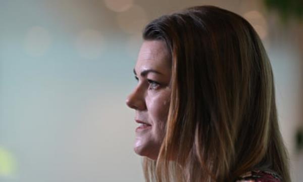 Greens senator Sarah Hanson-Young at a press conference at Parliament House in Canberra
